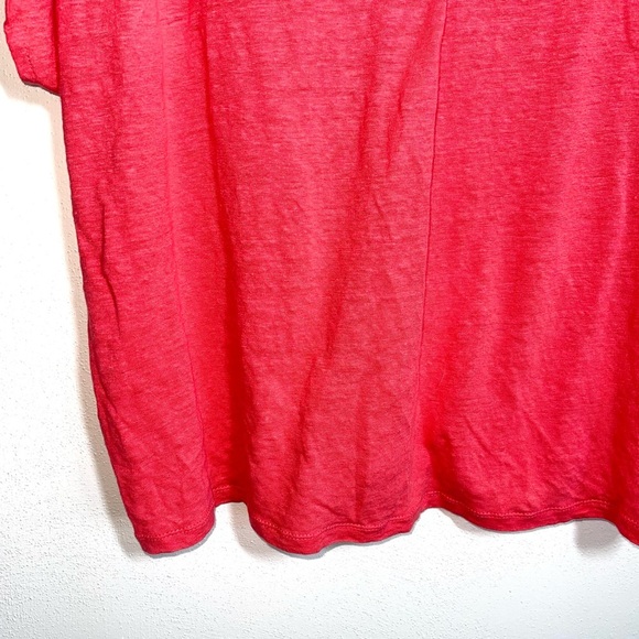 Chico’s 100% Linen Hot Pink Collared Split Neck Cap Sleeve Top 3 Xlarge Women’s - Picture 4 of 10